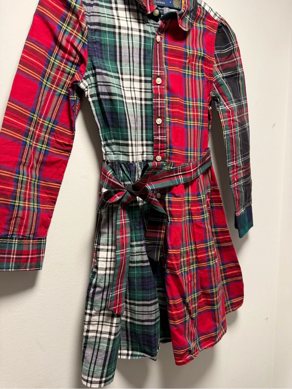 Polo Ralph Lauren sz 6 Plaid cotton fun shirt dress red green